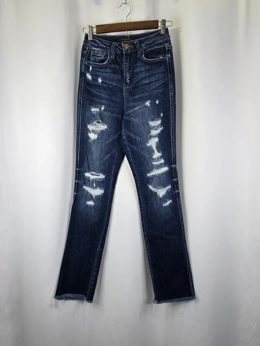 Flying Monkey Womens Size 23 Ultra High Rise Skinny Dark Denim Jeans Distressed‎
